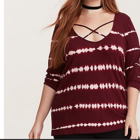 torrid Tops - NWT Burgundy Tie Dye Top